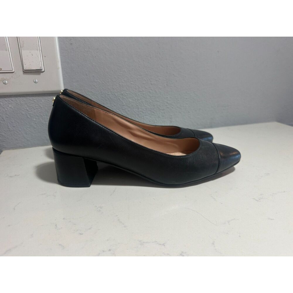 Cole Haan Go-To Pump 45mm Black Leather Waterproof Block Heel Size 8B Women’s